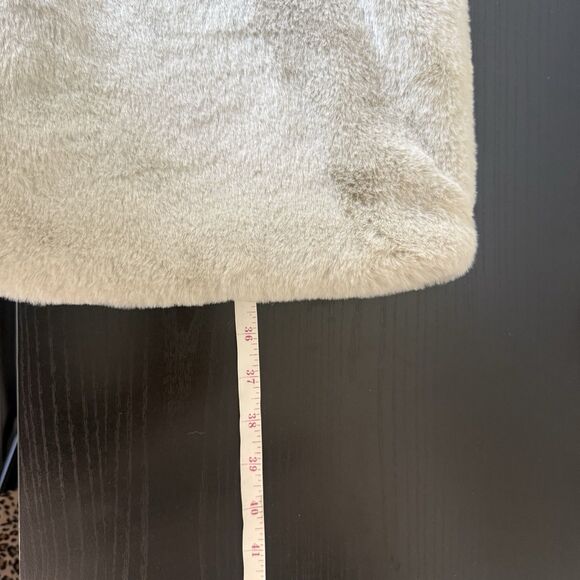 Time And Tru Large Ultra Soft Teddy Faux Fur Trench Coat Beige Cream Mob Wife - Picture 16 of 16